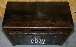 Vintage Chinese Cabinet Cupboard Sideboard Lacquered Carved And Detailed Piece