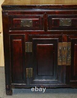 Vintage Chinese Cabinet Cupboard Sideboard Lacquered Carved And Detailed Piece