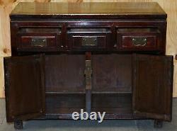 Vintage Chinese Cabinet Cupboard Sideboard Lacquered Carved And Detailed Piece