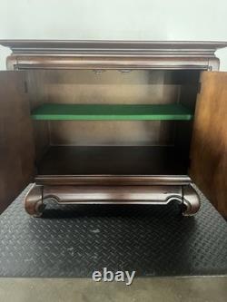 Vintage Chinoiserie Dark Wood Cabinet With Decorative Inlay