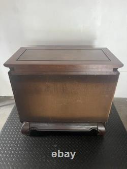 Vintage Chinoiserie Dark Wood Cabinet With Decorative Inlay