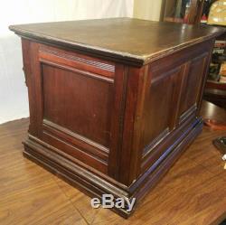 Vintage Clark's Spool Cabinet Walnut Hand Carved Victorian W Reverse Painted Dog