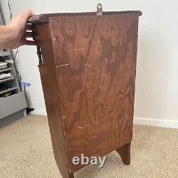 Vintage Curio Medicine Cabinet Dark Wood with Glass & Brass. Wall Mount Hanging