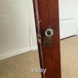 Vintage Curio Medicine Cabinet Dark Wood with Glass & Brass. Wall Mount Hanging