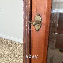 Vintage Curio Medicine Cabinet Dark Wood with Glass & Brass. Wall Mount Hanging