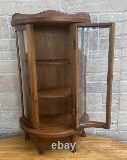 Vintage Curved Glass Wood Table/ Wall Display Curio Cabinet 23 X 13