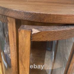Vintage Curved Glass Wood Table/ Wall Display Curio Cabinet 23 X 13