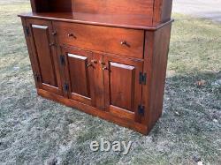 Vintage D. R. Dimes Northshore 2-part country pine stepback cupboard rich color