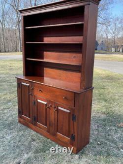 Vintage D. R. Dimes Northshore 2-part country pine stepback cupboard rich color