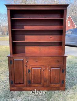 Vintage D. R. Dimes Northshore 2-part country pine stepback cupboard rich color