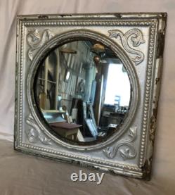 Vintage Decorative Salvaged Tin Ceiling 23 SQ. Silver Metal Mirror Old 789-25B