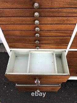 Vintage Dental Cabinet By American Cabinet Company With Green Glass Doors