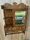 Vintage Distressed Rustic Oak Medicine Cabinet Beveled Mirror