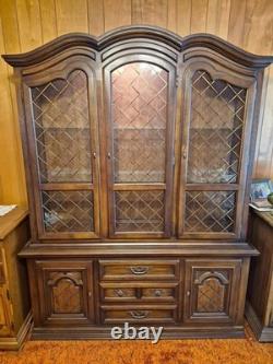 Vintage Drexel Brand bow-front china cabinet