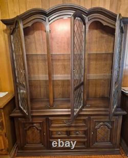 Vintage Drexel Brand bow-front china cabinet