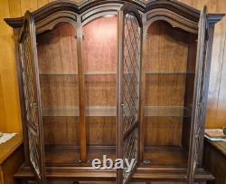 Vintage Drexel Brand bow-front china cabinet