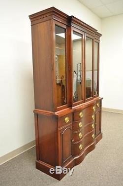 Vintage Drexel Serpentine Front Mahogany Lighted Display China Cabinet Cupboard