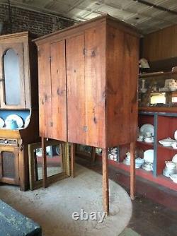 Vintage Early 1900's Primitive Farm Built Heart Pine Food Cupboard Cabinet