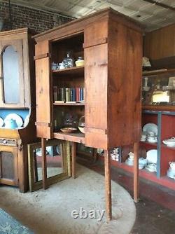 Vintage Early 1900's Primitive Farm Built Heart Pine Food Cupboard Cabinet