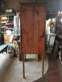 Vintage Early 1900's Primitive Farm Built Heart Pine Food Cupboard Cabinet