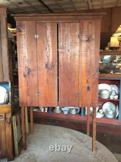 Vintage Early 1900's Primitive Farm Built Heart Pine Food Cupboard Cabinet