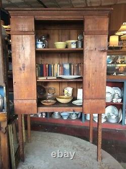 Vintage Early 1900's Primitive Farm Built Heart Pine Food Cupboard Cabinet