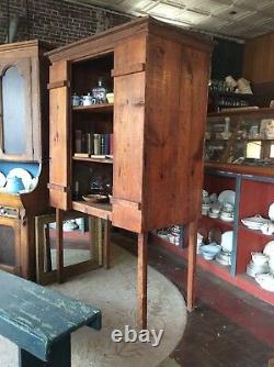 Vintage Early 1900's Primitive Farm Built Heart Pine Food Cupboard Cabinet