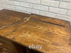 Vintage Early 1900s Tiger Oak Tabletop Desk Organizer 5-Drawer File Cabinet