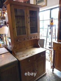 Vintage English Pine Stepback Cupboard