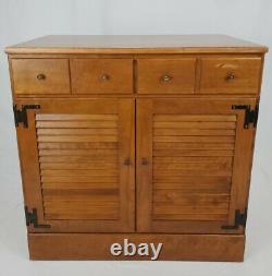 Vintage Ethan Allen Cabinet Storage Sideboard Maple Birch Nutmeg Shutter Doors