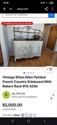 Vintage Ethan Allen Painted French Country Sideboard With Bakers Rack