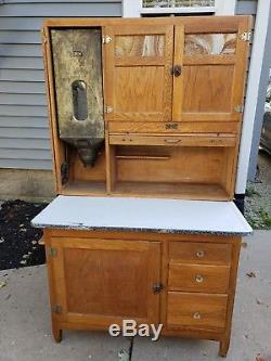 Vintage Farmhouse Hoosier Oak Cabinet