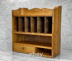 Vintage Farmhouse Maple Wall Hanging Library Pigeon Hole Shelf