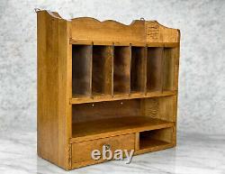 Vintage Farmhouse Maple Wall Hanging Library Pigeon Hole Shelf