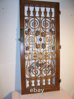 Vintage Faux Iron Gate Grape Clusters Wine Cabinet Door Only Wall Art Salvage