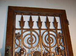 Vintage Faux Iron Gate Grape Clusters Wine Cabinet Door Only Wall Art Salvage