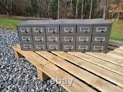 Vintage File Cabinet Ledger Card Catalog Industrial Drawer Storage Gray Rusty 18