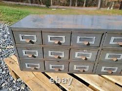 Vintage File Cabinet Ledger Card Catalog Industrial Drawer Storage Gray Rusty 18