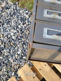 Vintage File Cabinet Ledger Card Catalog Industrial Drawer Storage Gray Rusty 18