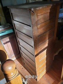 Vintage Filing Cabinet 8 drawer 30s Oak Antique Pull Shelf Skelton Key Locks