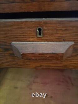 Vintage Filing Cabinet 8 drawer 30s Oak Antique Pull Shelf Skelton Key Locks
