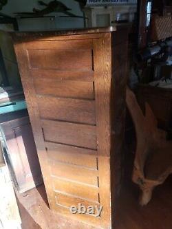 Vintage Filing Cabinet 8 drawer 30s Oak Antique Pull Shelf Skelton Key Locks