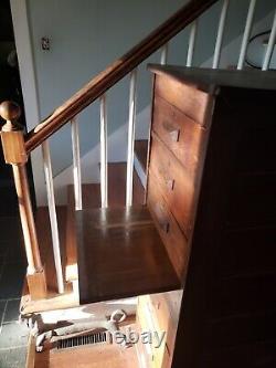 Vintage Filing Cabinet 8 drawer 30s Oak Antique Pull Shelf Skelton Key Locks