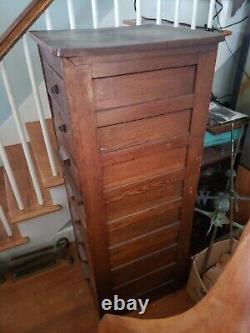 Vintage Filing Cabinet 8 drawer 30s Oak Antique Pull Shelf Skelton Key Locks