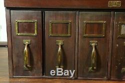 Vintage Filing Cabinet Allsteel Metal Card Catalog Vertical Drawers Brass Handle
