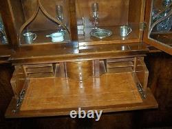 Vintage Flame Mahogany Breakfront China Cabinet withLeather Secretary Will Ship