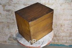 Vintage Four Drawer table Top Oak Filing Cabinet Collectors Bank of Drawers