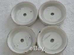 Vintage Four White Original Porcelain Leg Ant Traps for Hoosier Cabinet, etc