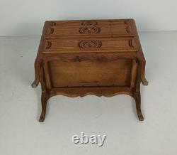 Vintage French Beautiful Small Wooden Side Table Nightstand Chest Of Drawers Hin