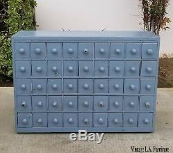 Vintage French Country Blue Apothecary Cabinet w 45 Drawers Farmhouse Industrial